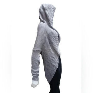 Vince Knit Hooded Open Gray L/S Cardi  Size Large